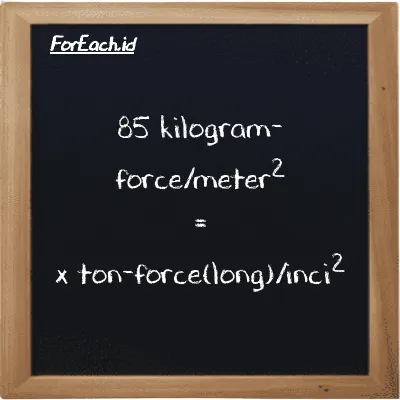 Contoh konversi kilogram-force/meter<sup>2</sup> ke ton-force(long)/inci<sup>2</sup> (kgf/m<sup>2</sup> ke LT f/in<sup>2</sup>)